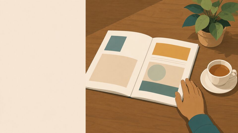 Illustration: an open report on a desk