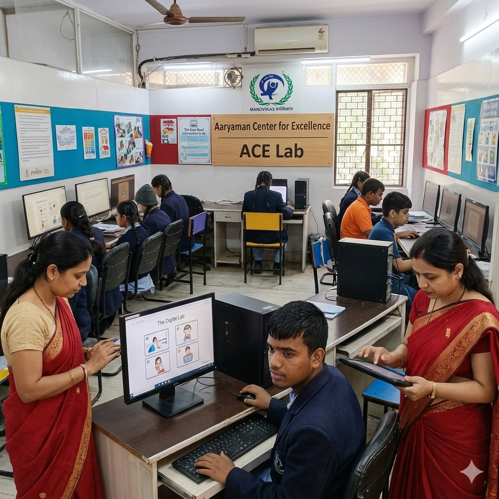 A learner gaining digital skills at the ACE Lab